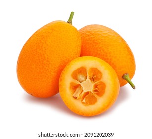 Sliced Kumquat Path Isolated On White