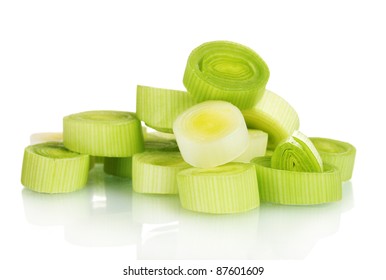 Sliced Leek Isolated On White