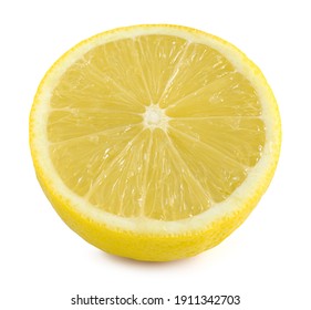 Sliced lemon fruit isolated on white background,Half lemon isolated,clipping path,single.	