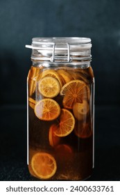 Sliced lemon in a jar
