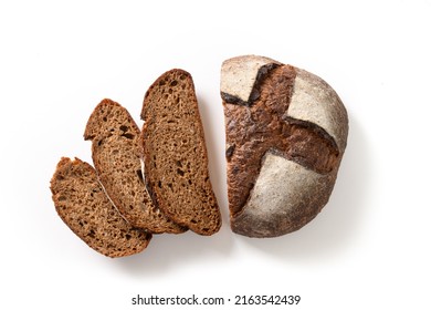 Sliced loaf of Hemp bread isolated on white background. View from above. - Shutterstock ID 2163542439
