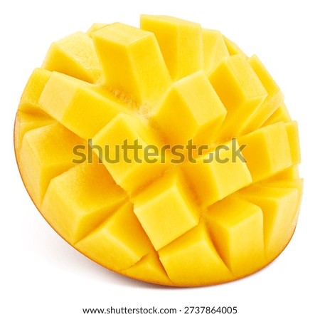 Sliced mango fruit isolated on white background. Mango clipping path