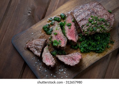 Sliced Medium Rare Grilled Beef Barbecue Stock Photo 312657980