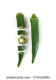 Sliced Okra Isolated On White Background