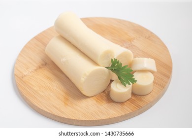 Sliced Palm Heart over a white background