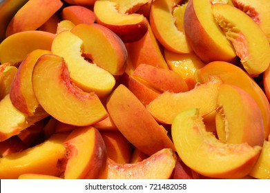 Sliced Peaches Close Up