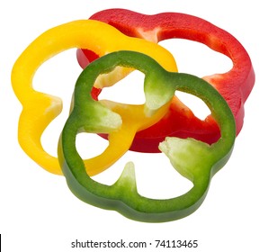 Sliced Peppers Isolated On White