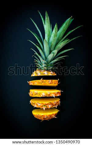 Similar – Image, Stock Photo Cut Pineapple Head on a Cork Background