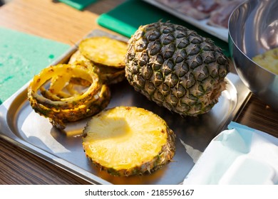 Sliced Pineapple Slices On A Tray