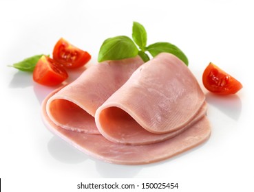 Sliced Pork Ham On White Background