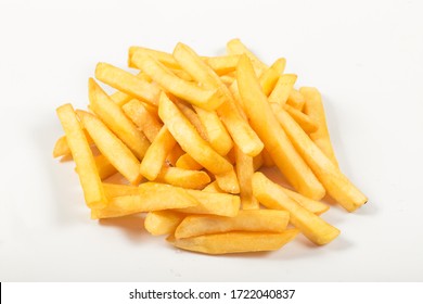 sliced potatoes, fries, fried with salt, on an isolated white background