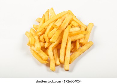 sliced potatoes, fries, fried with salt, on an isolated white background
