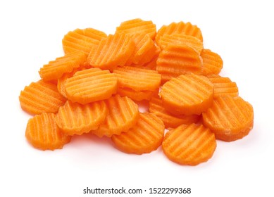 Sliced Raw Fresh Carrots, Ingredients For Cooking, Isolated On White Background.