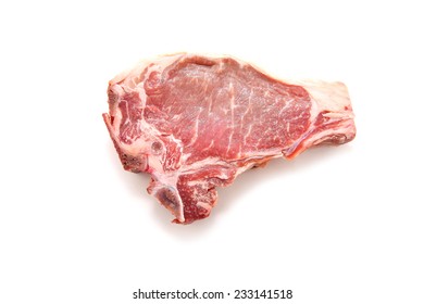 Sliced Raw Pork Loin Chop Isolated On White 