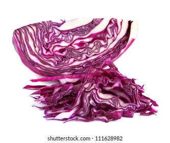 Sliced Of Red Cabbage Isolated On White