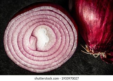 Sliced Red Onion Dark Background