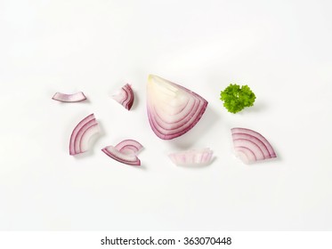 Sliced Red Onion On White Background