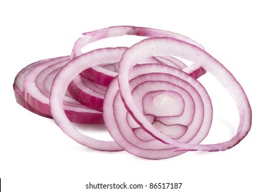 Sliced Red Onion On White Background