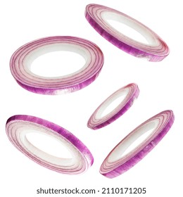 Sliced Red Onion Ring On White Background 