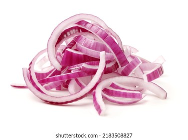 Sliced red onion rings on white background - Shutterstock ID 2183508827