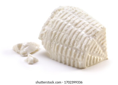 Sliced Ricotta Cheese On A White Background