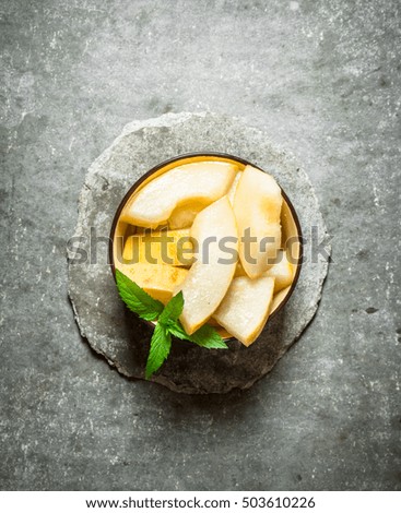 Similar – Foto Bild Stück reife Melone mit Samen