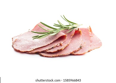 Sliced Roast Beef. Tasty Fresh Meat Isolated On White Backgrund.