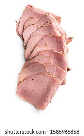 Sliced Roast Beef. Tasty Fresh Meat Isolated On White Backgrund.