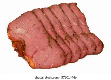 Sliced Roast Beef With White Background