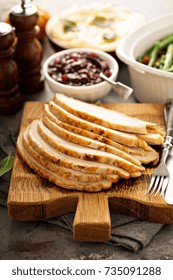 Sliced Roasted Turkey Breast For Thanksgiving Or Christmas Dinner