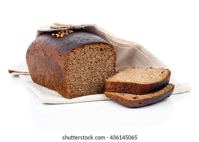 sliced of rye bread, isolated on white background