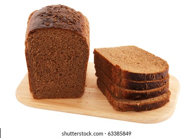 sliced rye bread isolated on white background