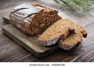 Sliced Rye Bread On Cutting Board Closeup