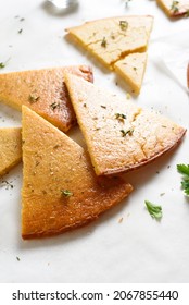 Sliced Socca Gluten-free Chickpea Flatbread. Close Up View