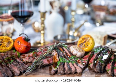 Sliced Steak On A Board - Family Style