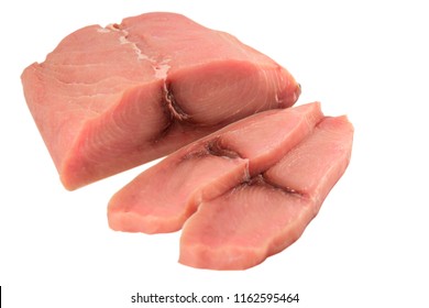 Sliced Swordfish Fillet, Isolated On White.