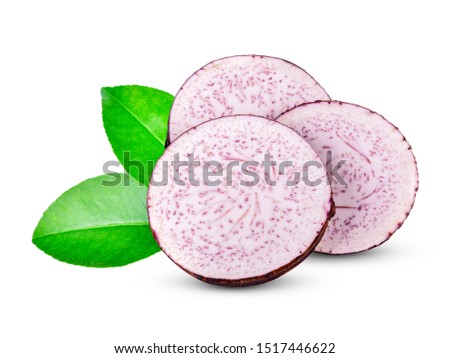 sliced of taro isolated on white background