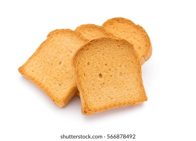 Sliced Toast Bread Isolated On White Background, Top View.