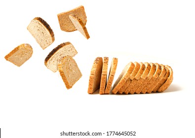 Sliced Toasts Bread Flying On White Background. - Powered by Shutterstock