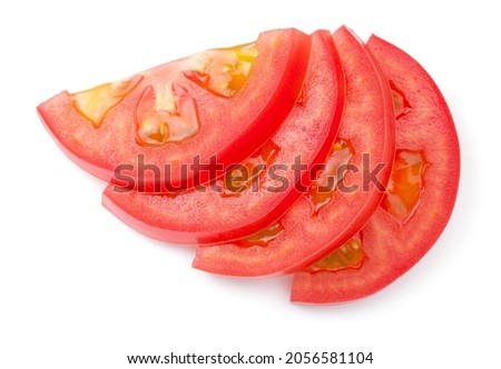Sliced tomato isolated on white background. Top view
