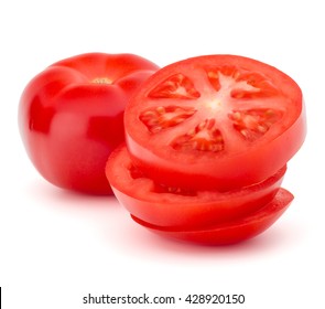 Sliced Tomato Tower Isolated On White Background Cutout