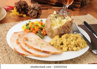 Sliced Turkey Dinner For Thanksgiving