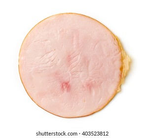 Sliced Turkey Ham Isolated On White Background, Top View