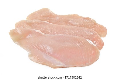 Sliced Uncooked Chicken Breast – Isolated on White Background