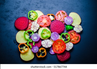 Sliced Vegetables Background