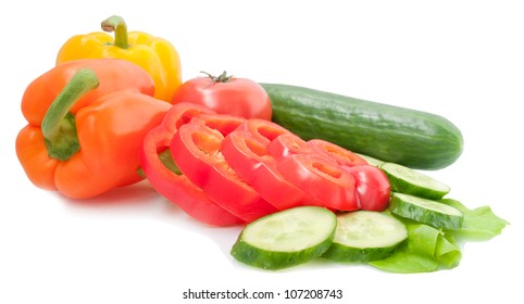 Sliced Vegetables Isolated On White Background