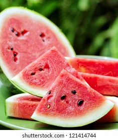 Sliced Watermelon On A Plate.