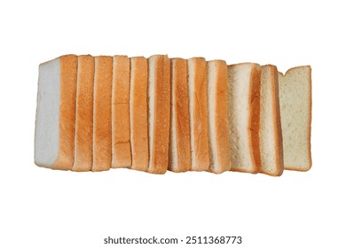 Sliced white bread isolated on white background