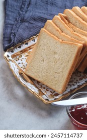 Sliced of white bread on the table