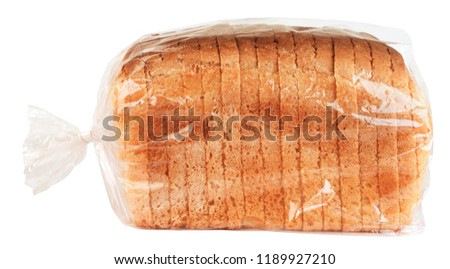 Sliced white bread in plastic bag